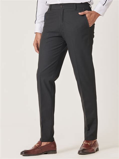 Buy MR Button Navy Poly Viscose Slim Fit Trousers For Men Online In ...