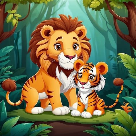 Lion vs Tiger Cartoon 的图像结果