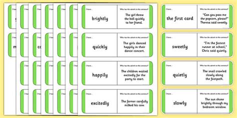 Adverbs For Beginners: I Have/Who Has Loop Card Activity
