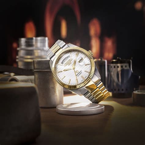 Buy Roamer Primeline Daydate Ii Analog White Pattern Round Dial Mens ...