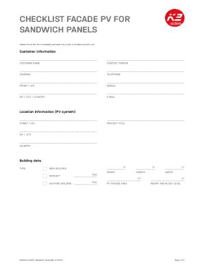Fillable Online Facade Pv Sandwich Panels Checklist 2024 - K2 Systems ...
