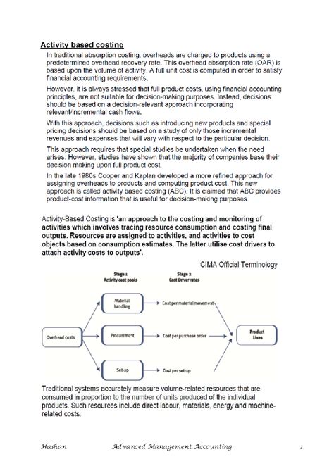 P2 Tutorial 4 - Activity Based Costing, Management & Risk Analysis ...