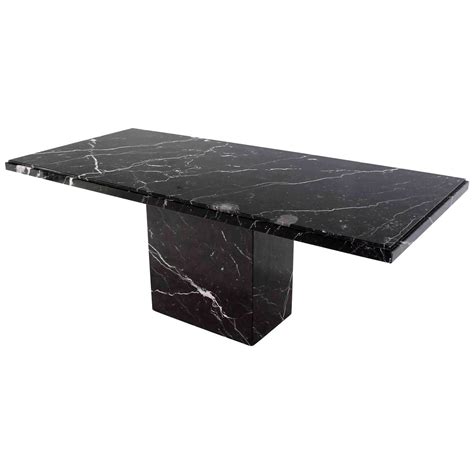 Single Pedestal Black Marble-Top Dining Table | Dining table marble ...