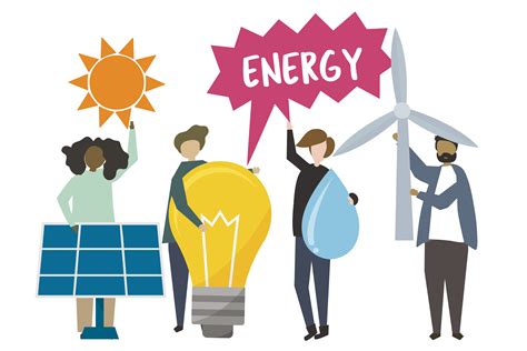 People holding sustainable energy concept icons illustration - Download ...
