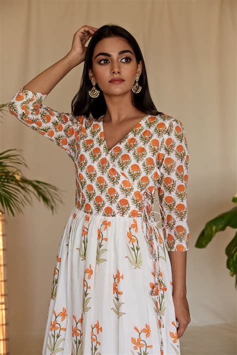Tangerine Mini Angrakha Kurta – Priya Keswani Label