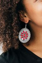 Image result for Earrings with Red Stone and White
