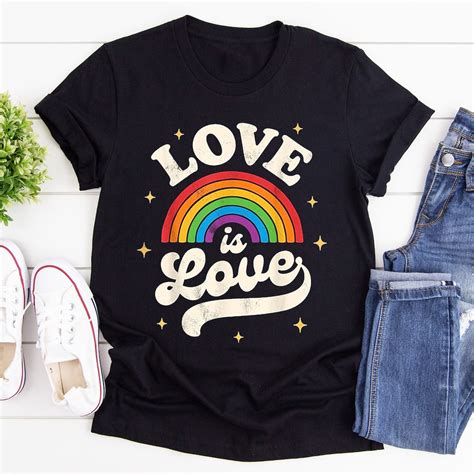 LGBTQ Love Is Love Shirt, Gay Pride LGBT Ally Rainbow Flag Camiseta ...