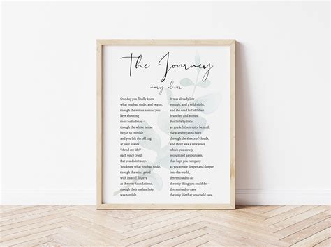 The Journey Mary Oliver Poem Printable / Quotable Wall Art / Poetry ...