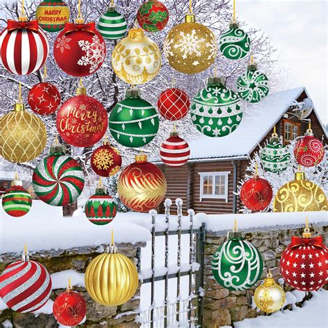 Amazon.com: Rtteri 30 Piece Outdoor Christmas Tree Hanging Ornaments ...