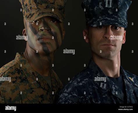 U.S. Marine Corps Officer in MARPAT digital camouflage uniform and camo ...