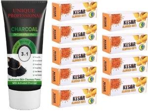 UNIQUE PROFESSIONAL ACTIVATED CHARCOAL 3 IN 1 FACE WASH 100 ML + KESAR ...