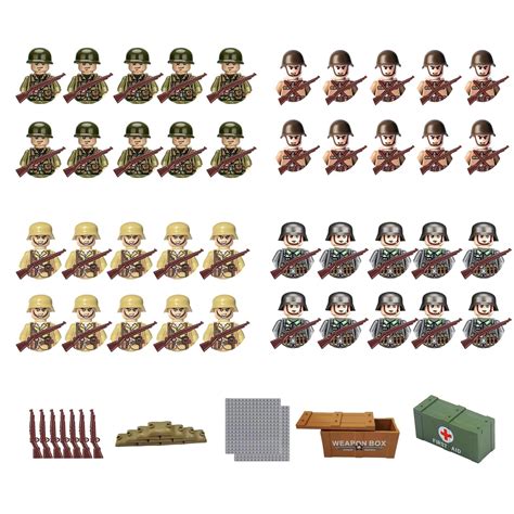 Buy 105 Pieces WW2 Building Set Action Figures, Army Combat Playset ...