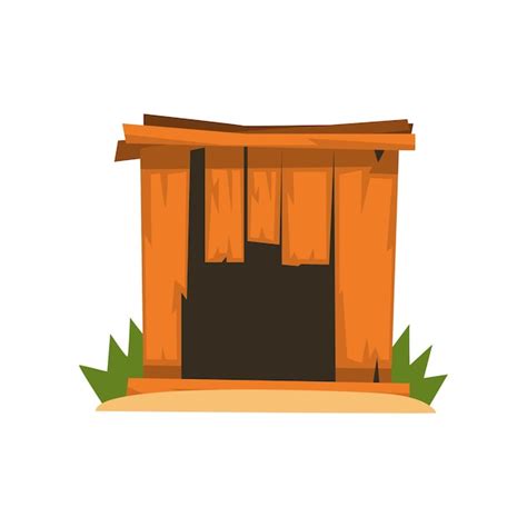 Oude armoedige houten hondenhok vector illustratie op een witte ...