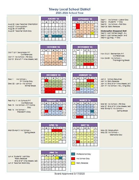 Triway High School - District Calendar
