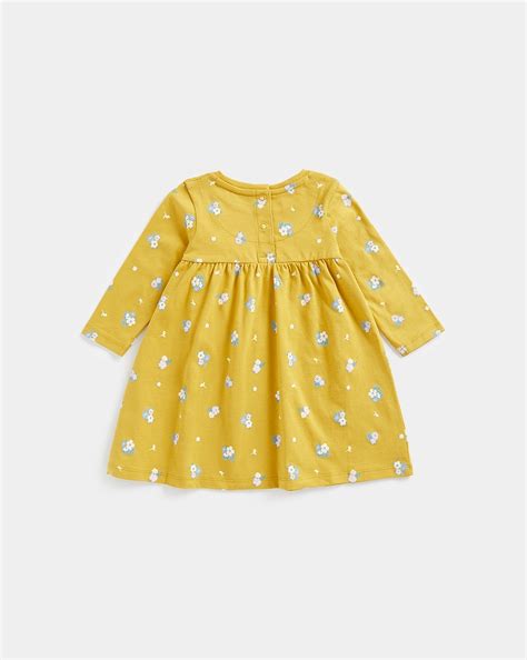 Buy Mothercare Enchanted Garden Girls Full Sleeves Casual Dress -Yellow ...