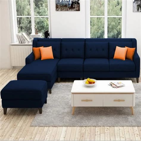 Milner L Shape 6 Seater Fabric Sofa with Ottoman – TORQUE INNOVATIONS ...