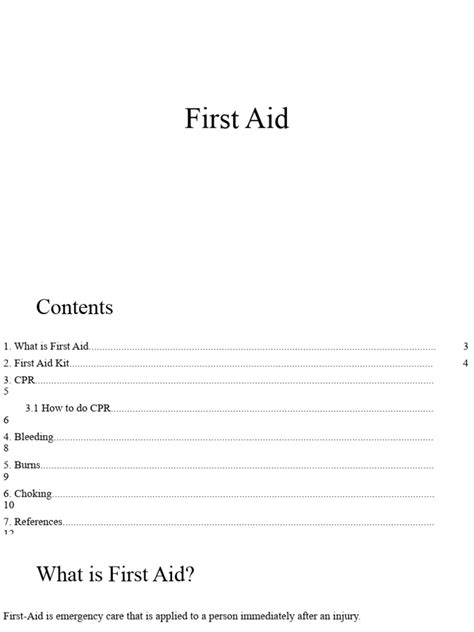 Image result for First Aid Introduction Sheet