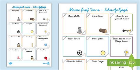 Meine fünf Sinne Schnitzeljagd Arbeitsblatt (teacher made)