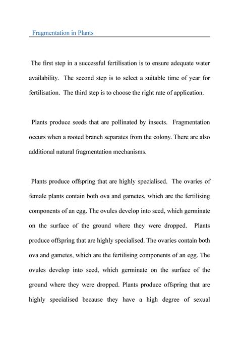 Fragmentation in Plants - The second step is to select a suitable time ...