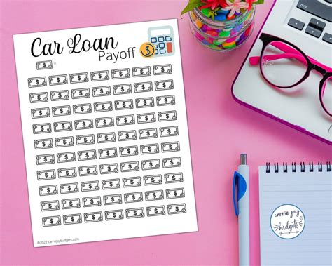 Buy Car Payoff Printable Tracker Vehicle Printable Goal Money Challenge ...