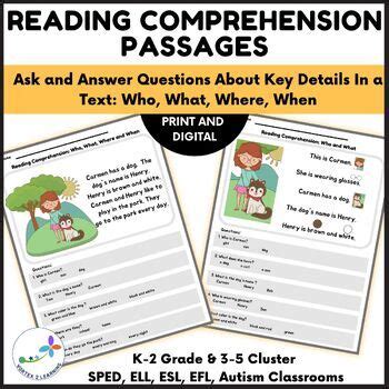 Reading Comprehension Passages With "WH" Questions: Who, What, Where, When