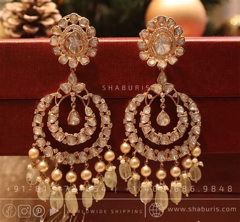 Chandbli polki jhumka,polki diamond jewelry in silver,big studs,indian ...