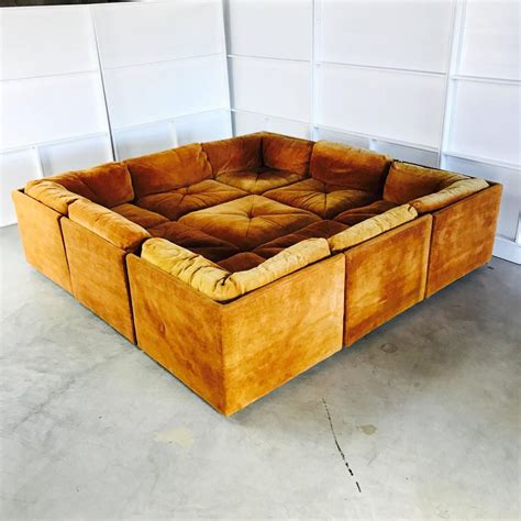 Ten-Piece Sectional Sofa Pit in the Style Milo Baughman by Selig