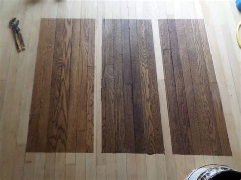 Original 1925 White Oak floors, stains starting from left: Minwax ...