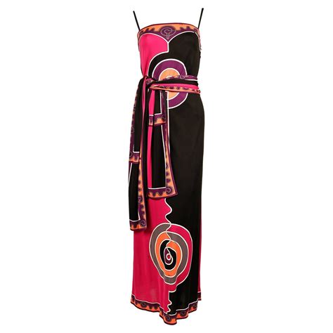 Emilio Pucci 1960s Yellow, Pink, Orange Bird Print Jersey Long Harem ...