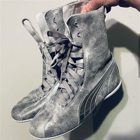 Silver Puma Boxing Boots! LIKE NEW very rare!... | Depop