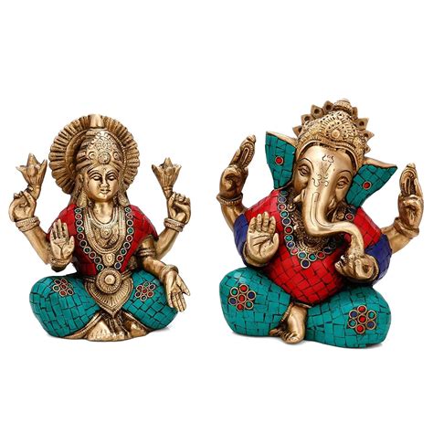 Brass Lord Ganesh Laxmi Idol Murti Statue For Home Pooja Room– CraftVatika