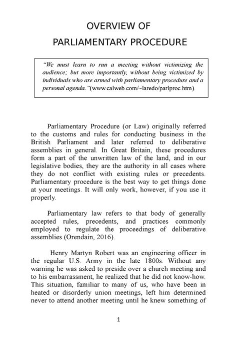 Parliamentary LAW AND Protocol BOOK - OVERVIEW OF PARLIAMENTARY ...