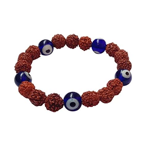 Buy PRODUCTMINE® Rudraksha With Evil Eye Bracelet Stretchable Energized ...