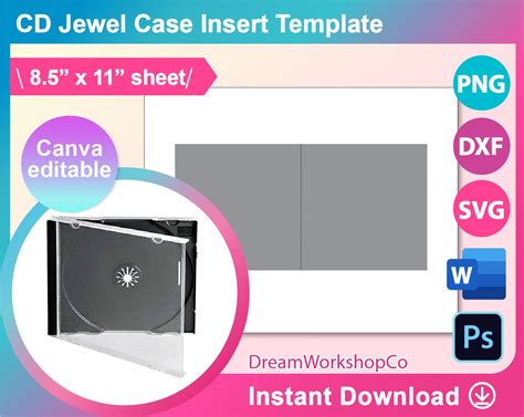 Jewel Case CD Insert Template, Jewel Case Insert, Ms Word, Canva, PSD ...