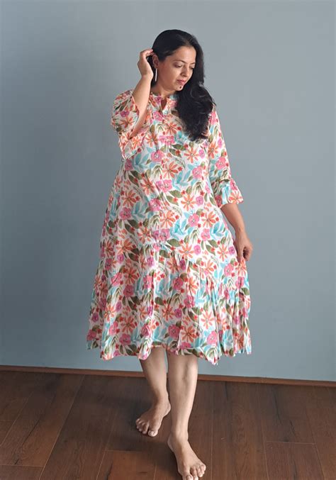 Buy White Cotton One-Piece Dress with Bell Sleeves Online – IndiChic