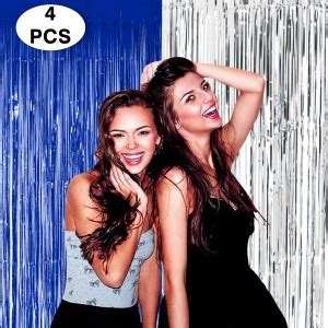 FIDDLERZ Blue and Silver 3ft x 6ft Metallic Foil Fringe Back drop Door ...