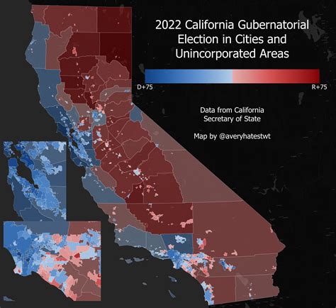 2022 California Gubernatorial Election in Cities and Unincorporated Areas : r/USElectionMaps