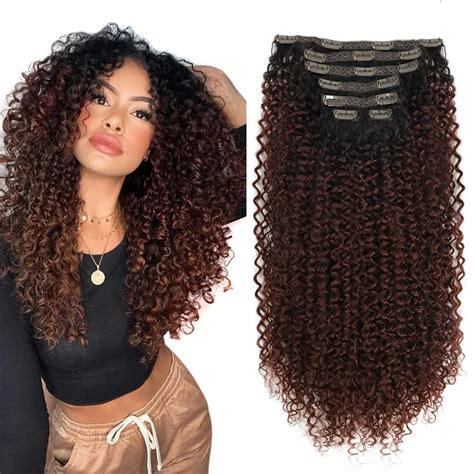 Synthetic clip in kinky curly hair extension