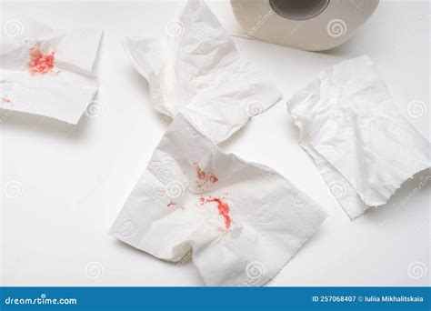 Pieces of Toilet Paper with a Blood, Anal Bleeding Concept Stock Image - Image of person ...
