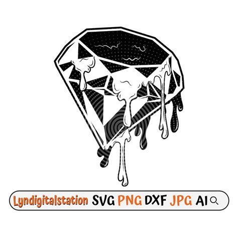 Diamond Melting Svg | Dripping Diamon Clipart | Crystal Gems Cut File ...