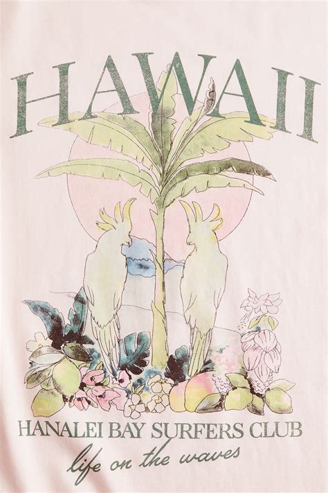 Printed T-shirt - Powder pink/Hawaii - Ladies | H&M IN