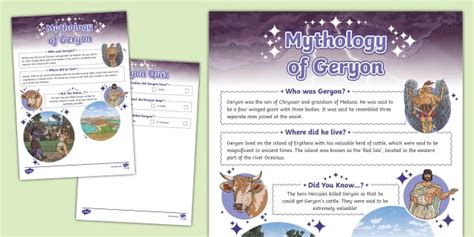 Greek Mythology Geryon Fact File - KS2 Resource - Twinkl