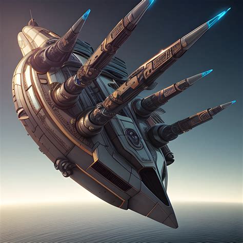 Matt Jeffries-inspired sci-fi concept art. Widescreen shot. A fu ...