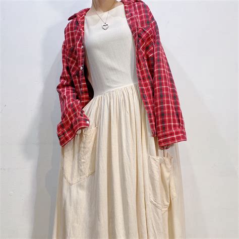 Orange gingham check long dress | LEMON