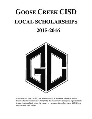Goose Creek CISD Local Scholarships 2015 - Fill and Sign Printable ...