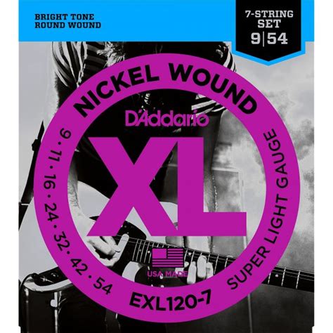 D'Addario EXL120-7 Nickel Wound Electric Strings - .009-.054 7-string ...