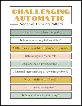 Image result for Automatic Negative Thinking Examples PDF