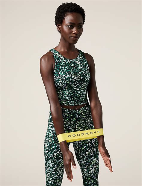 Buy Printed High Neck Padded Yoga Crop Top at Marks & Spencer