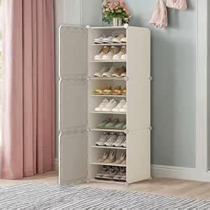 EXVITO 3 Door Shoe Rack with Shelf, Folding Shoe Rack for Bedroom ...