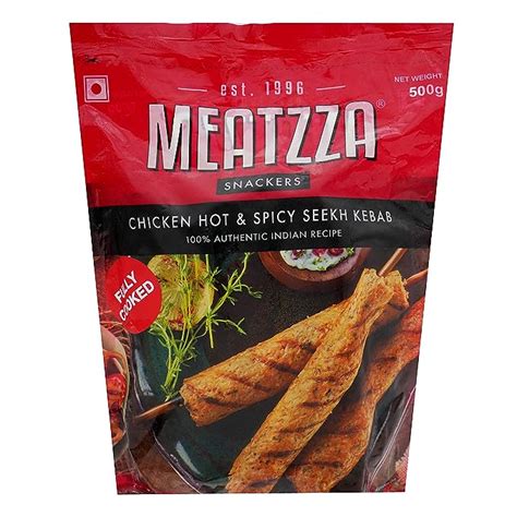 Meatzza Chicken Seekh Kebab Hot & Spicy, 500 g : Amazon.in: Grocery ...